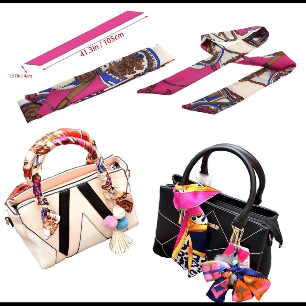 2pcs Twilly Scarves Handbag/ Handle Ribbon - Picture 9 of 11